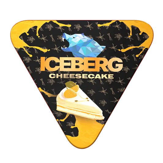 ICEBERG Pie Can Cheesecake 50mg 2D front view, creamy dessert-style label on metal pie-shaped nicotine pouch can — Buy on JETSNUS.com