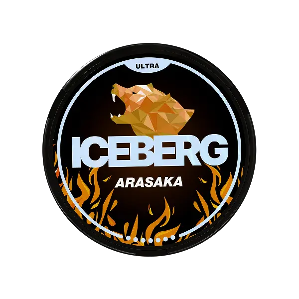 iceberg araska 70mg nicotine pouch and snus can with icy flavour branding