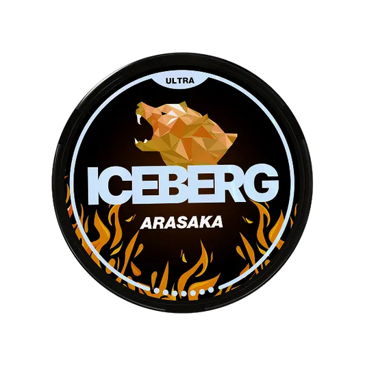 iceberg araska 70mg nicotine pouch and snus can with icy flavour branding