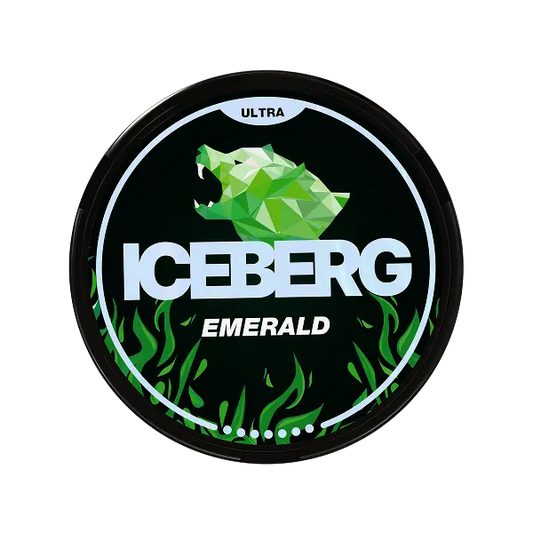 iceberg emerald 70mg strong mint nicotine pouch can on white background