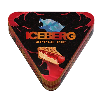 3D angled view of ICEBERG Pie Can Apple 50mg showing glossy metal pie-can design with crisp apple dessert graphics — Buy at JETSNUS.com