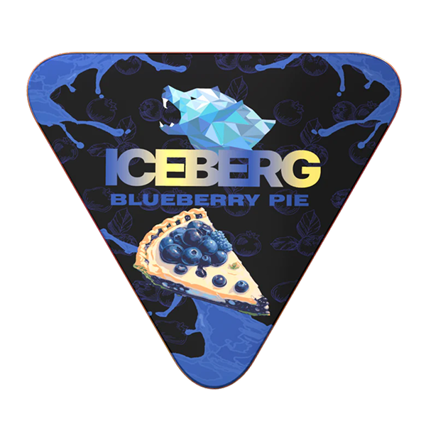 Angled view of ICEBERG Pie Can Blueberry 50mg metal pie-style nicotine pouch can showing 40-pouch limited edition design, Find on Jetsnus