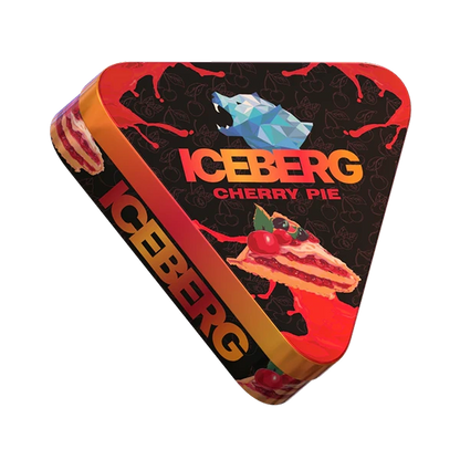 ICEBERG Pie Can Cherry 50mg limited edition metal pie-shaped can, front view with cherry dessert-inspired design on white background
