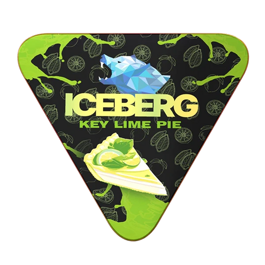 Iceberg Key Lime Pie pouches with a triangular shape and green and black design.