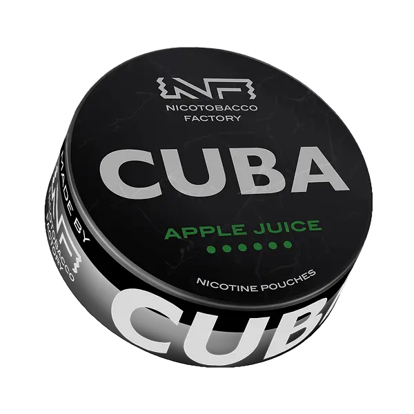 CUBA BLACK Apple Juice nicotine pouches can – crisp apple flavor CUBA BLACK at JetSnus.com