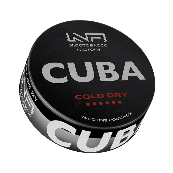 CUBA BLACK Cold Dry nicotine pouches can – strong cooling flavor available at JetSnus.com