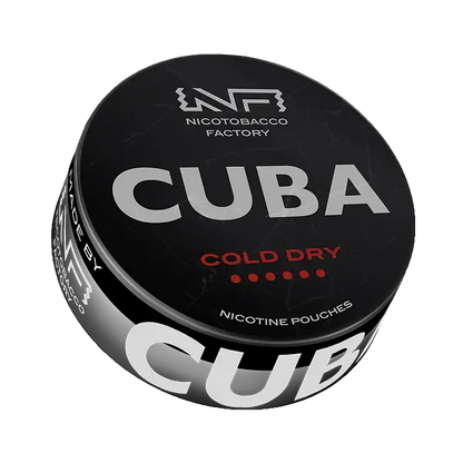 CUBA BLACK Cold Dry nicotine pouches can – strong cooling flavor available at JetSnus.com