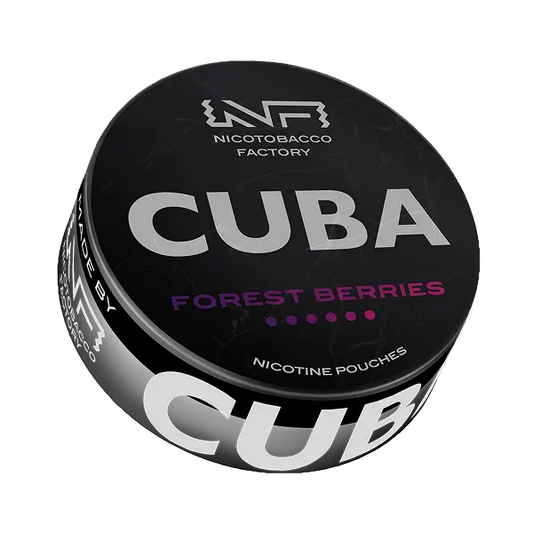 CUBA BLACK Forest Berries nicotine pouches can – mixed berry flavor at JetSnus.com