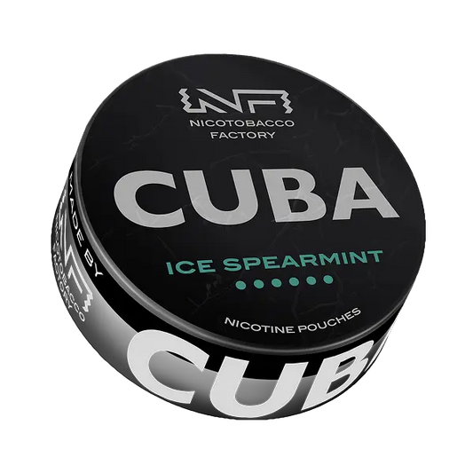 CUBA BLACK Ice Spearmint nicotine pouches – cooling mint flavor can at JetSnus.com