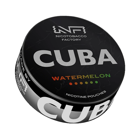 CUBA BLACK Watermelon nicotine pouches can – fresh watermelon flavor available at JetSnus.com