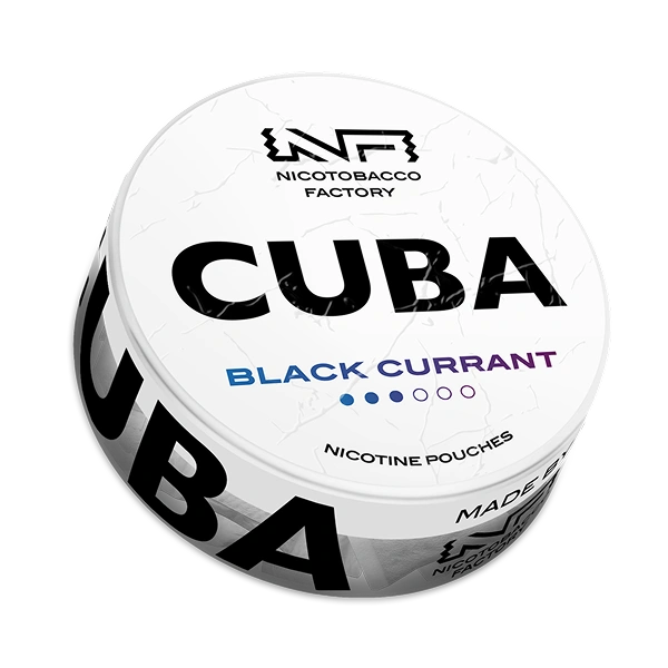 CUBA White Black Currant nicotine pouches 16 mg/g – blackcurrant flavor can JetSnus.com