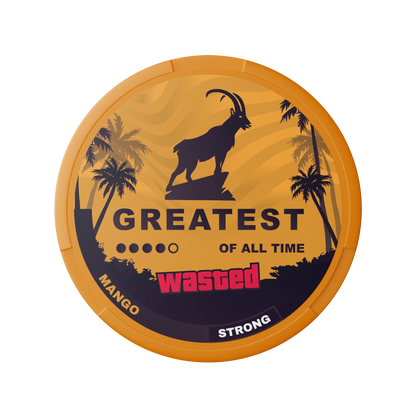 Greatest Mango 16mg nicotine pouches can with tropical mango flavor