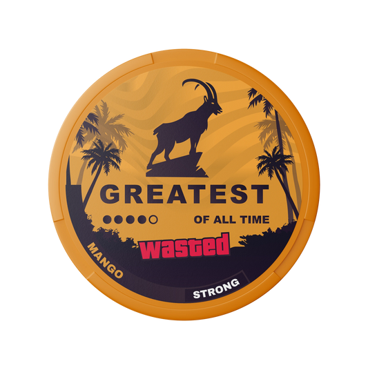 Greatest Mango 16mg nicotine pouches can with tropical mango flavor