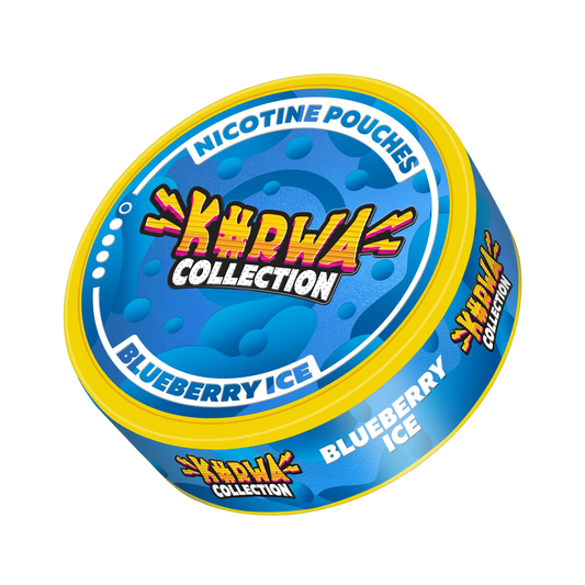 KURWA Blueberry Ice 12mg nicotine pouches can with sweet icy blueberry flavor