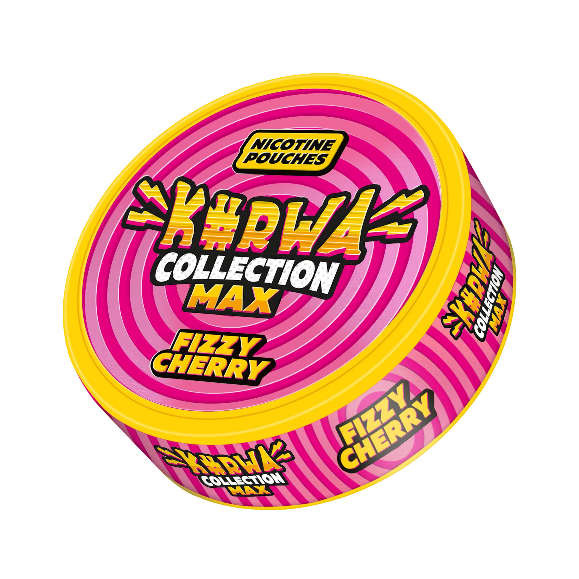 KURWA MAX Fizzy Cherry 43mg nicotine pouches can with sweet sparkling cherry flavor