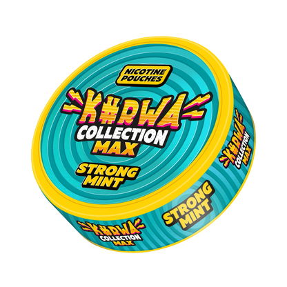 KURWA MAX Strong Mint 43mg nicotine pouches can with sharp icy mint flavor