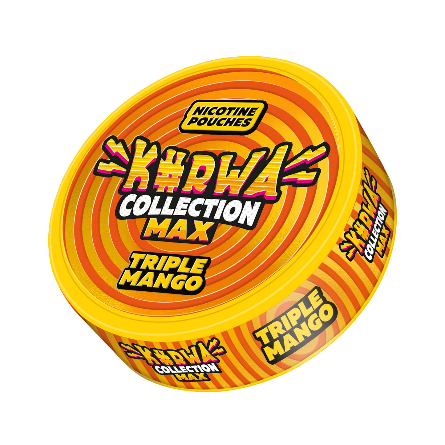 KURWA MAX Triple Mango 43mg nicotine pouches can with sweet tropical mango flavor