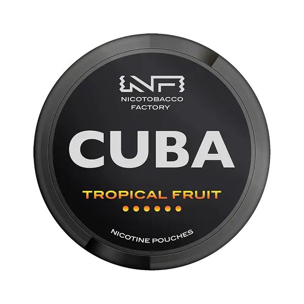 Nicotobacco Factory Cuba Tropical Fruit nicotine pouches container on a white background