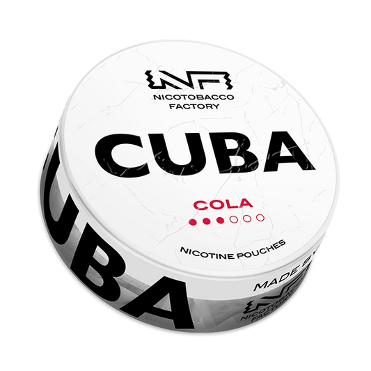 CUBA White Cola nicotine pouches 16 mg/g – classic cola flavor can at JetSnus.com
