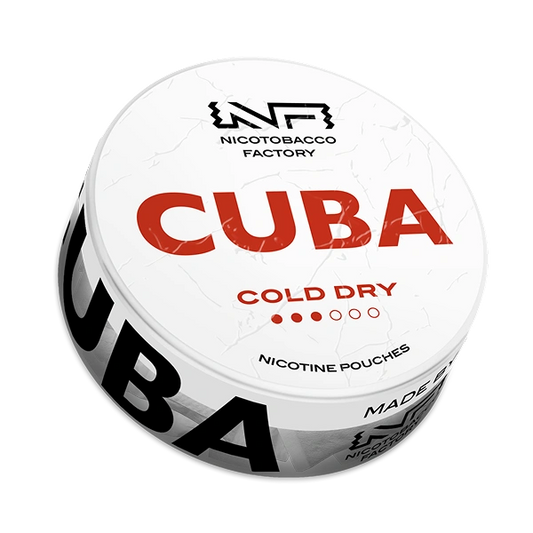 CUBA White Cold Dry nicotine pouches 16 mg/g – cooling mint flavor available at JetSnus.com