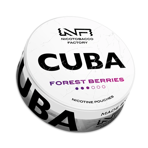 CUBA White Forest Berries nicotine pouches 16 mg/g – mixed berry flavor can JetSnus.com