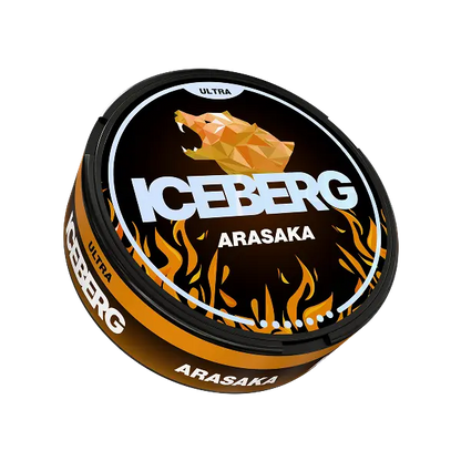 iceberg araska 70mg nicotine pouch can with icy flavour branding
