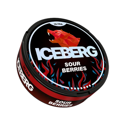 iceberg sour berries 70mg nicotine pouch can with sour berry design