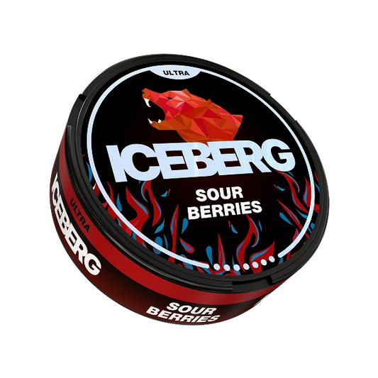 iceberg sour berries 70mg nicotine pouch can with sour berry design