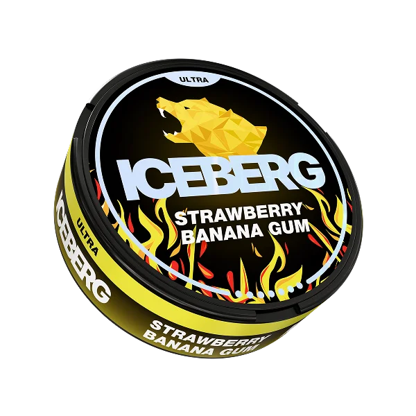iceberg strawberry banana gum 70mg nicotine pouch fruity flavour can