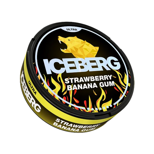 iceberg strawberry banana gum 70mg nicotine pouch fruity flavour can