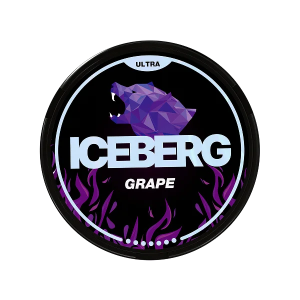 iceberg ultra grape 70mg nicotine pouch can with purple grape design