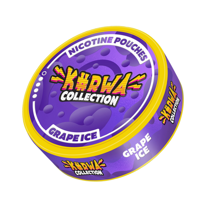 KURWA Grape Ice 12mg nicotine pouches can with sweet icy grape flavor