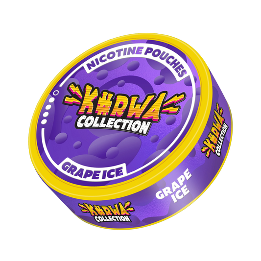 KURWA Grape Ice 12mg nicotine pouches can with sweet icy grape flavor